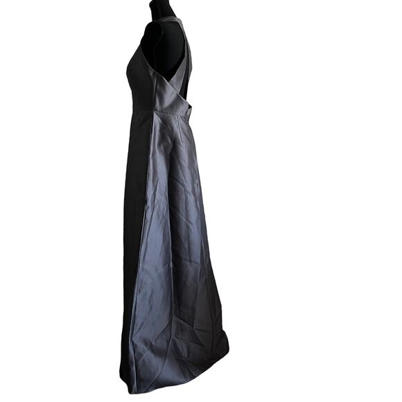 Alfred Sung Dress Size 14 Satin Twill Halter Neck Gown Caviar Gray D772 - Picture 7 of 15